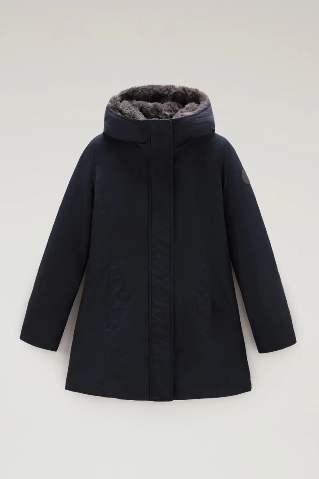 Parka>Woolrich Boulder Parka In Ramar Cloth Con Cappuccio E Collo Removibile In Pelliccia Sintetica Dark Navy
