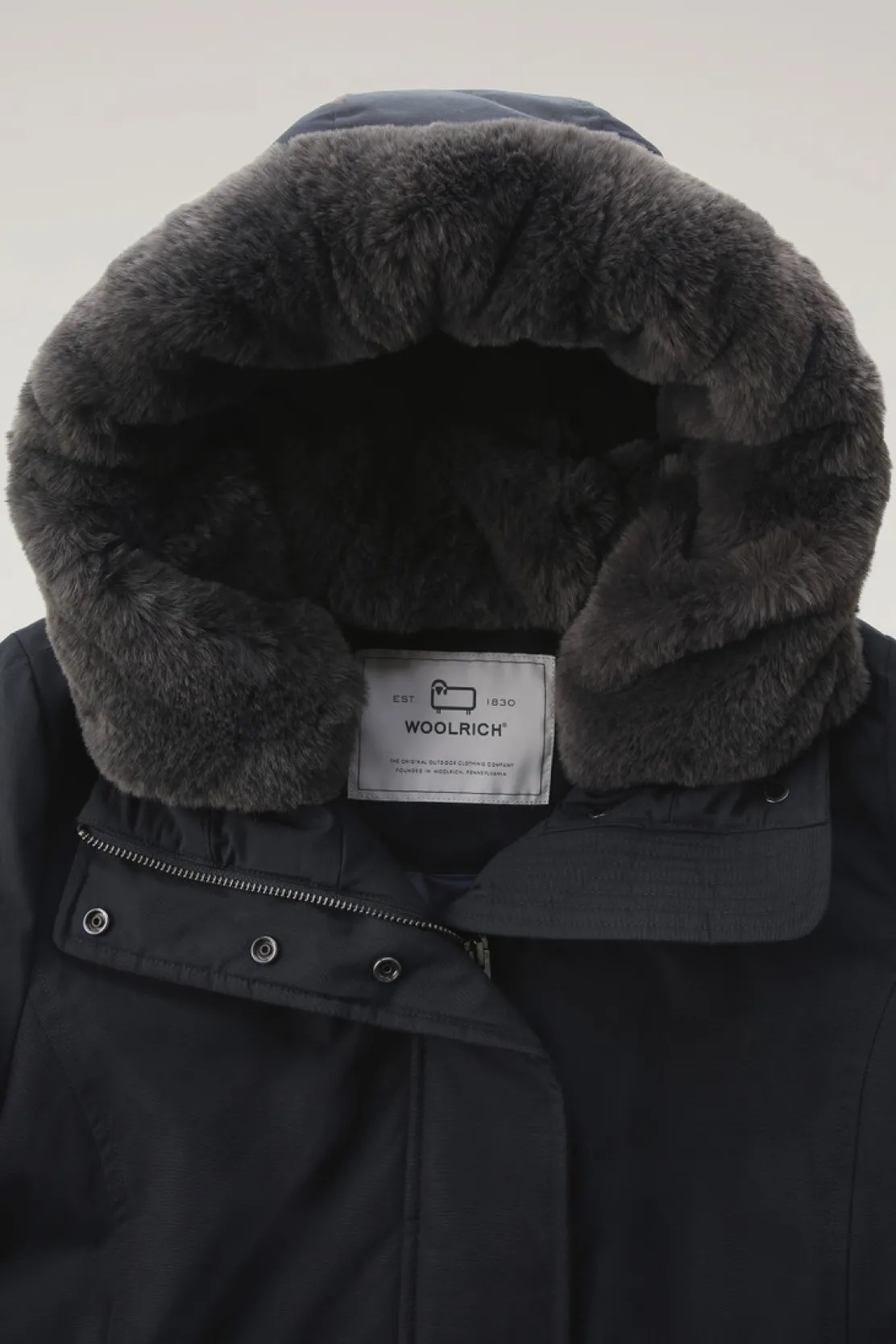 Parka>Woolrich Boulder Parka In Ramar Cloth Con Cappuccio E Collo Removibile In Pelliccia Sintetica Dark Navy