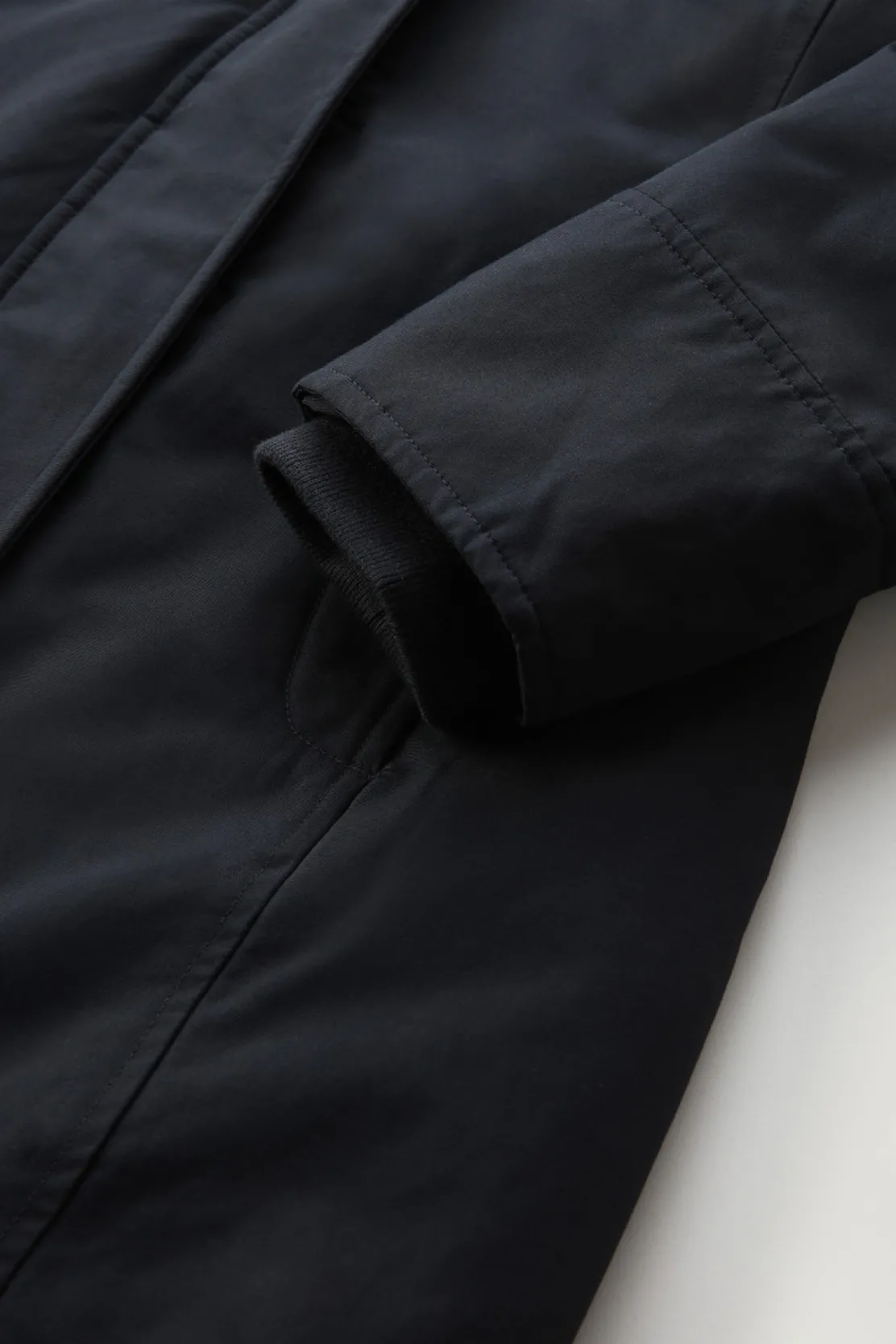 Parka>Woolrich Boulder Parka In Ramar Cloth Con Cappuccio E Collo Removibile In Pelliccia Sintetica Dark Navy