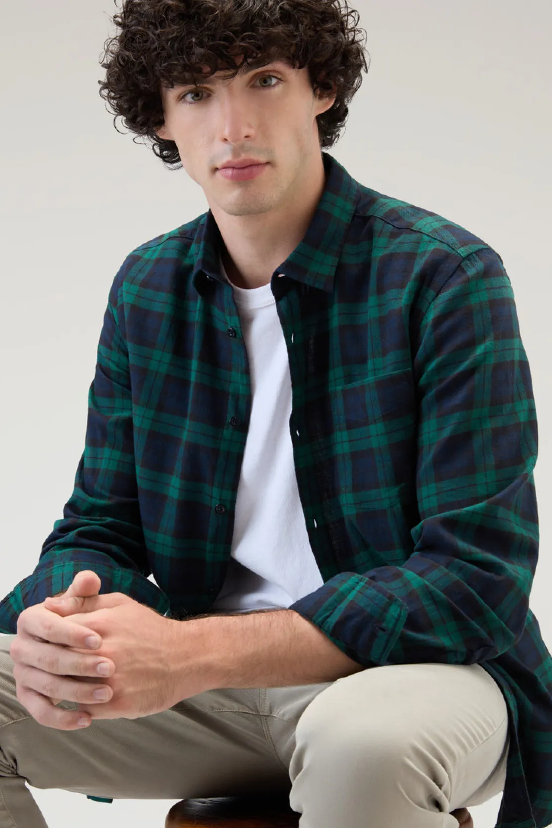 Camicie>Woolrich Camicia A Quadri In Flanella Leggera Black Watch