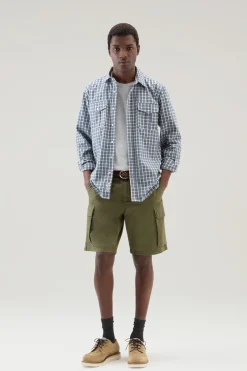 Camicie>Woolrich Camicia A Quadri In Puro Cotone Micro Check Sea Breeze
