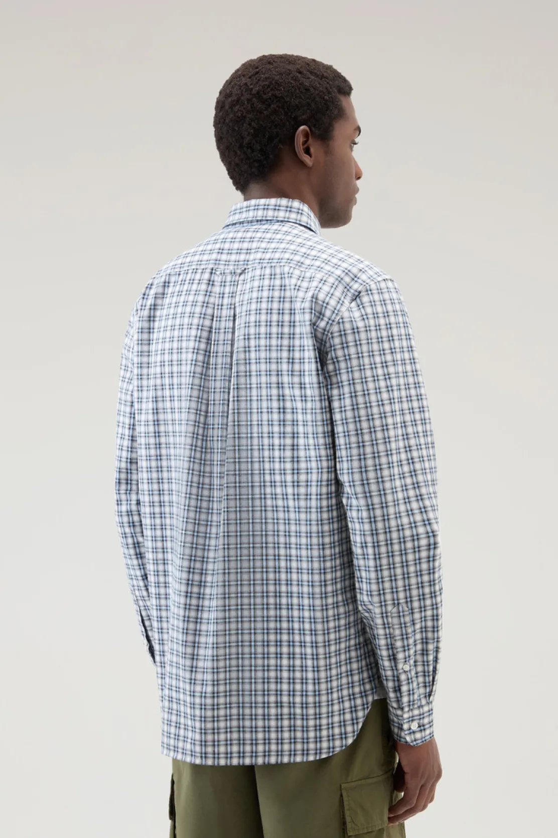 Camicie>Woolrich Camicia A Quadri In Puro Cotone Micro Check Sea Breeze