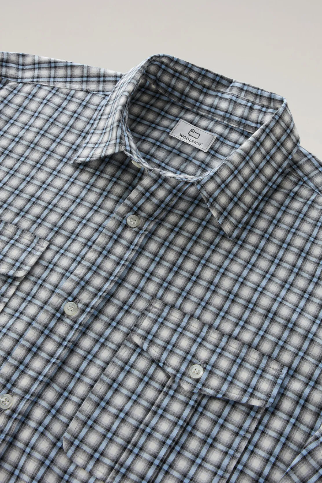 Camicie>Woolrich Camicia A Quadri In Puro Cotone Micro Check Sea Breeze