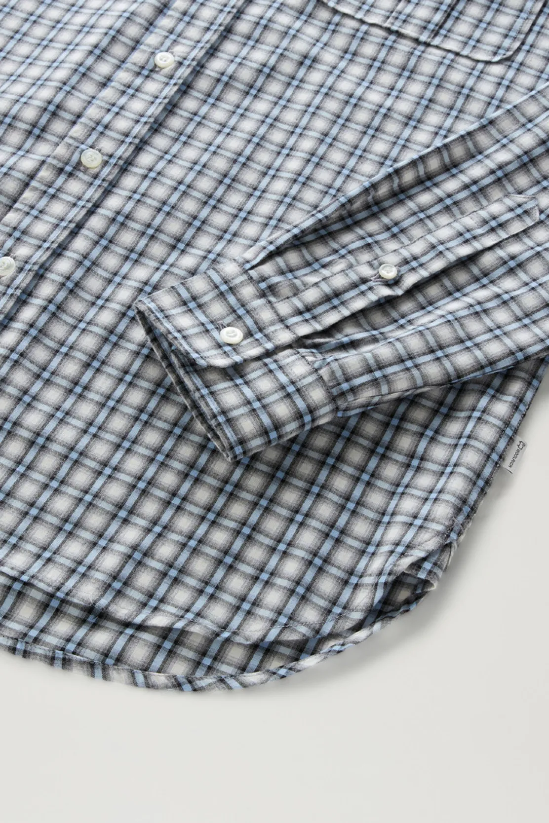 Camicie>Woolrich Camicia A Quadri In Puro Cotone Micro Check Sea Breeze