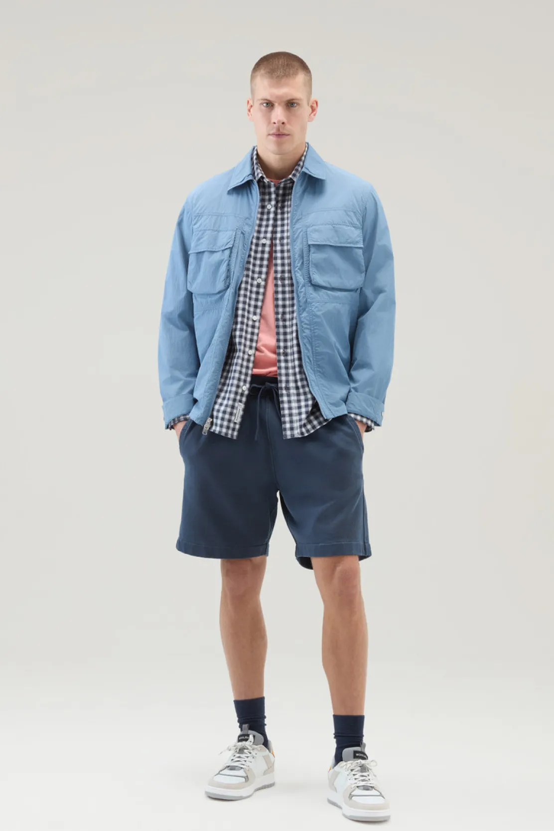 Camicie>Woolrich Camicia A Quadri In Puro Cotone Micro Check Blue