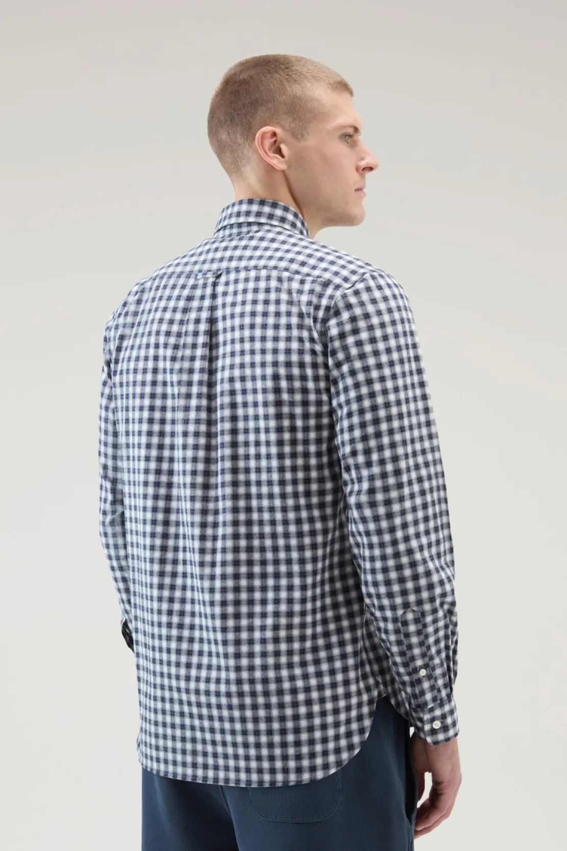 Camicie>Woolrich Camicia A Quadri In Puro Cotone Micro Check Blue
