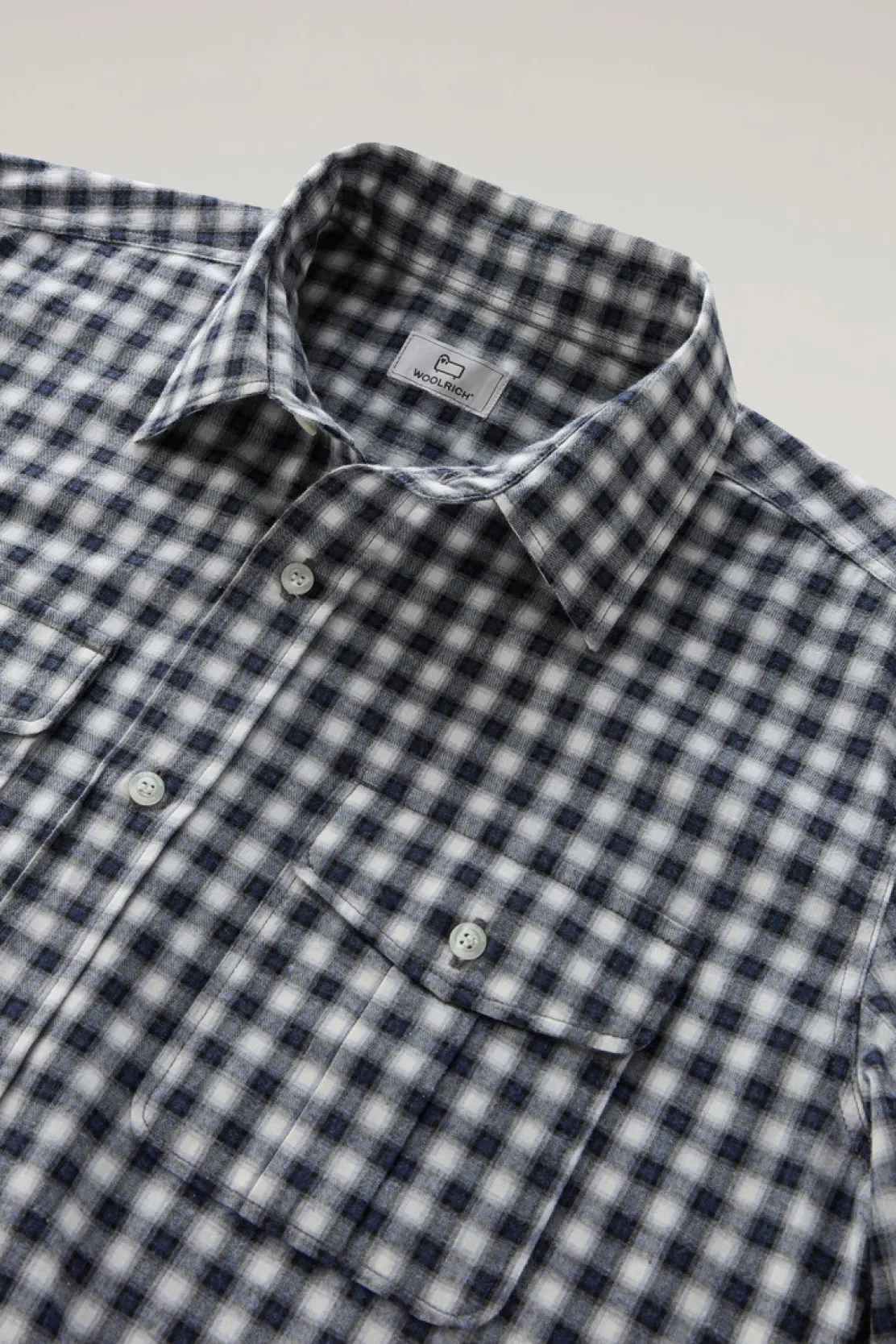Camicie>Woolrich Camicia A Quadri In Puro Cotone Micro Check Blue
