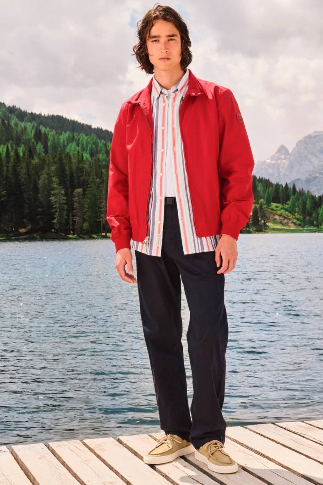 Camicie>Woolrich Camicia A Righe In Misto Cotone E Lino Red Stripe
