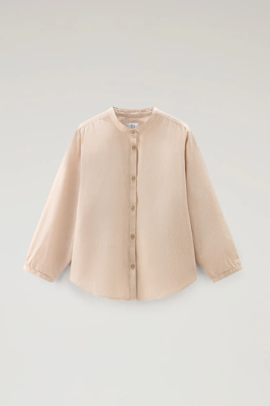 Camicie e giacche a camicia>Woolrich Camicia Alla Coreana In Misto Lino E Cotone Light Oak