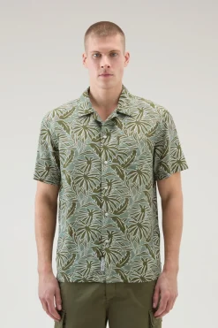 Camicie>Woolrich Camicia Con Stampa Tropical Tropical Sage