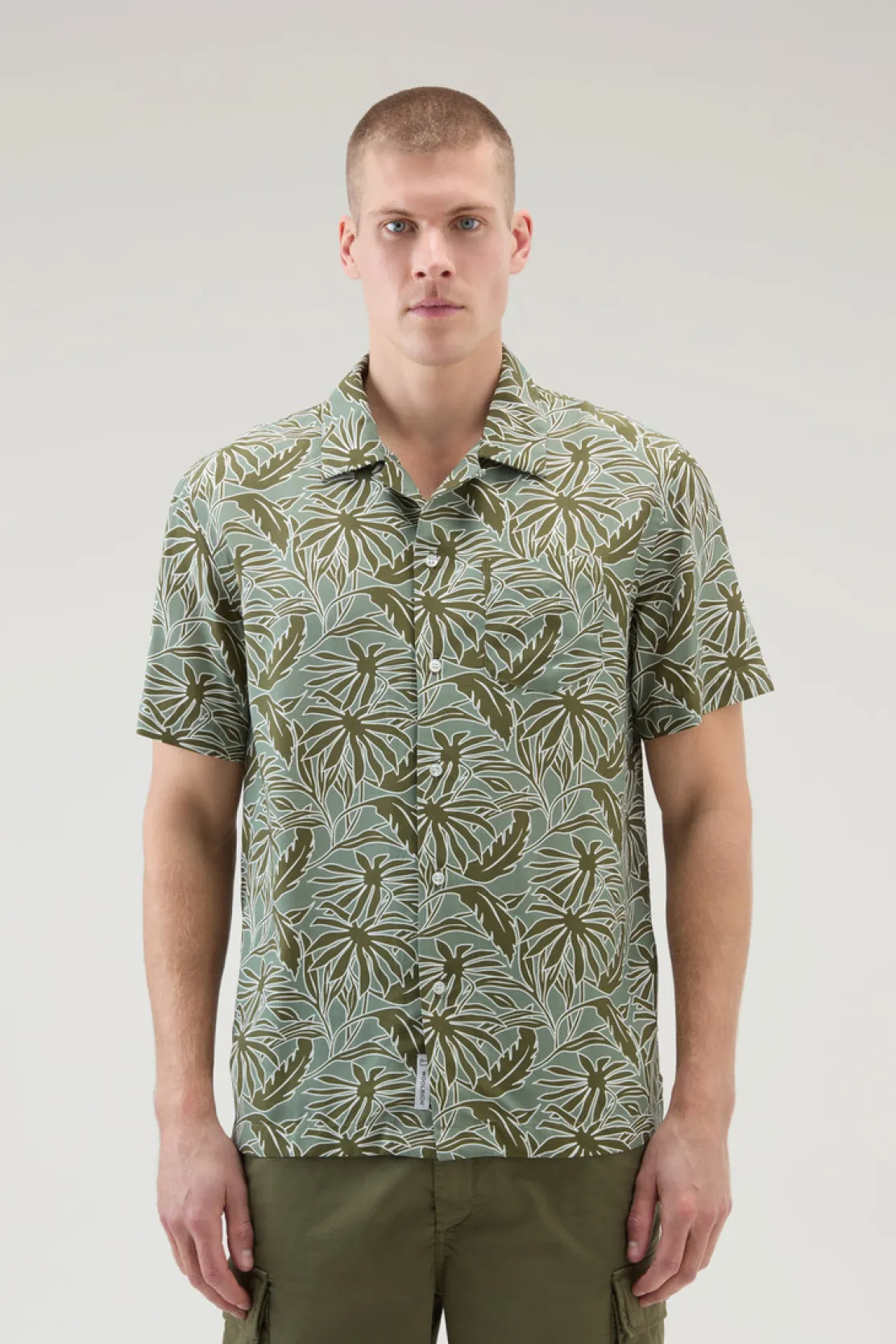 Camicie>Woolrich Camicia Con Stampa Tropical Tropical Sage