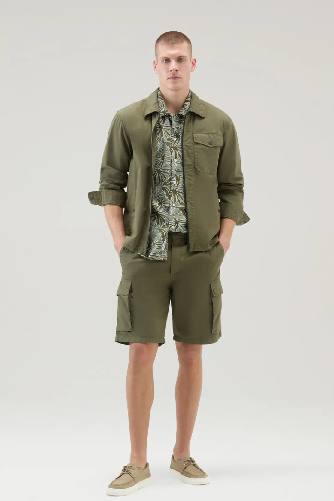 Camicie>Woolrich Camicia Con Stampa Tropical Tropical Sage