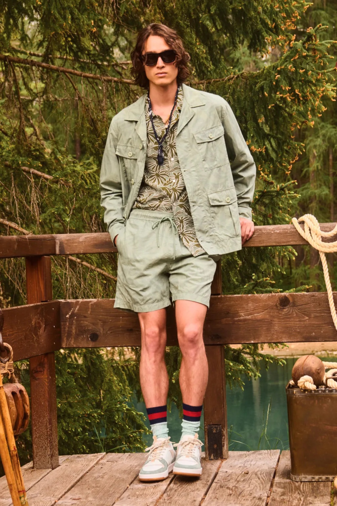 Camicie>Woolrich Camicia Con Stampa Tropical Tropical Sage