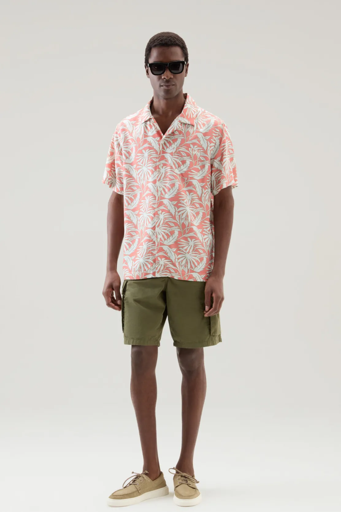 Camicie>Woolrich Camicia Con Stampa Tropical Tropical Coral Sand