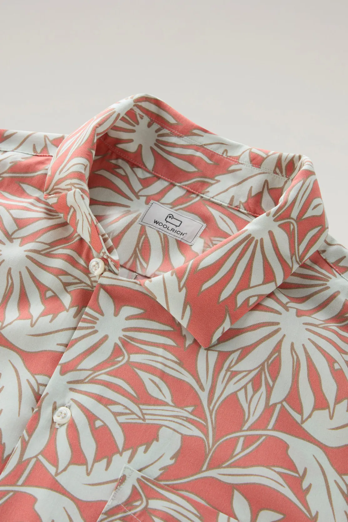 Camicie>Woolrich Camicia Con Stampa Tropical Tropical Coral Sand