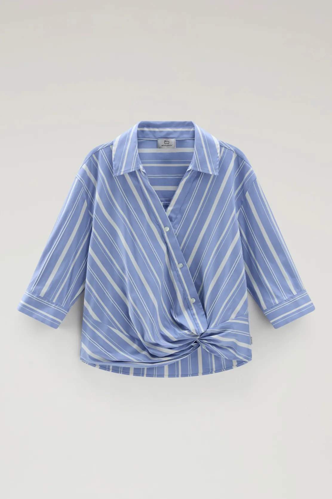 Camicie e giacche a camicia>Woolrich Camicia In Popeline Di Misto Cotone A Righe Sea Breeze Stripe