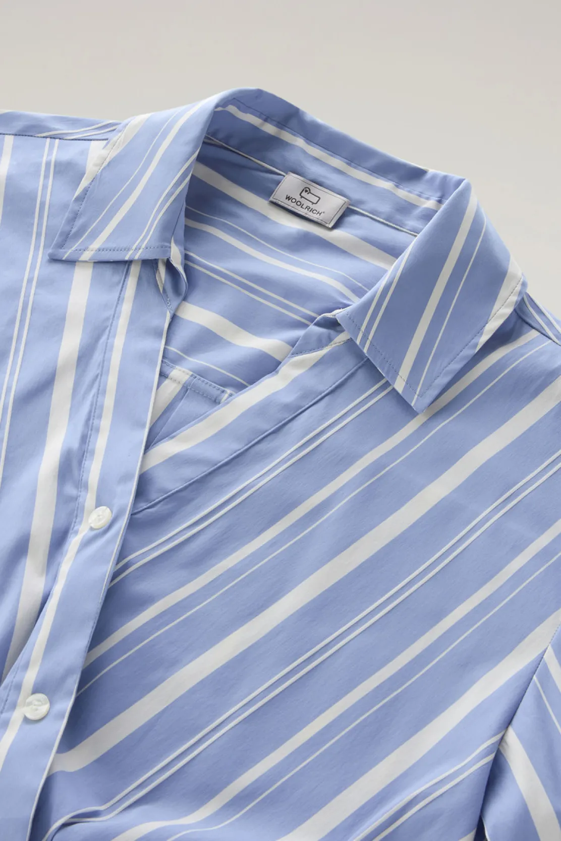 Camicie e giacche a camicia>Woolrich Camicia In Popeline Di Misto Cotone A Righe Sea Breeze Stripe