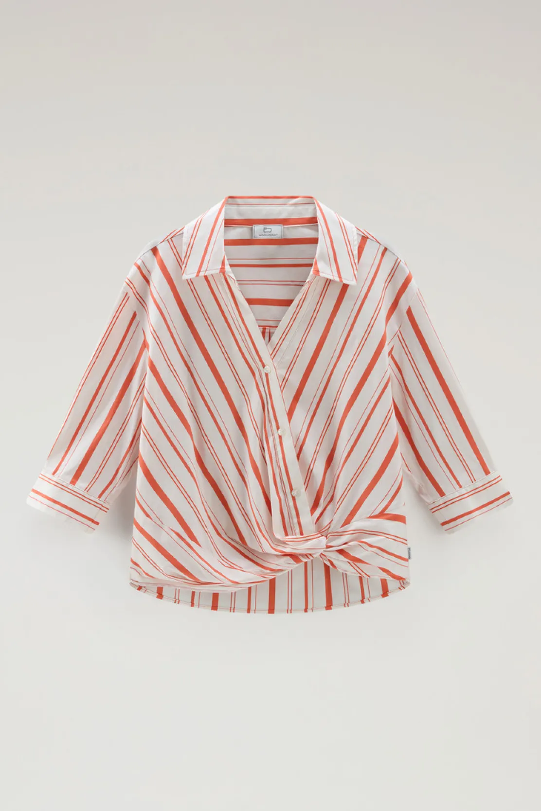 Camicie e giacche a camicia>Woolrich Camicia In Popeline Di Misto Cotone A Righe Plaster White Stripe