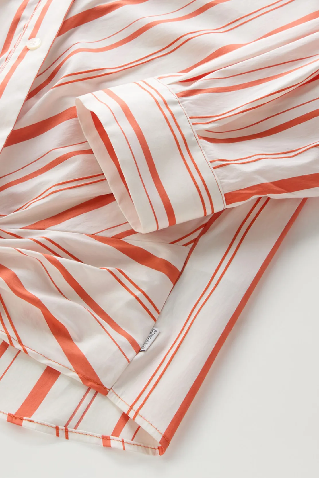 Camicie e giacche a camicia>Woolrich Camicia In Popeline Di Misto Cotone A Righe Plaster White Stripe