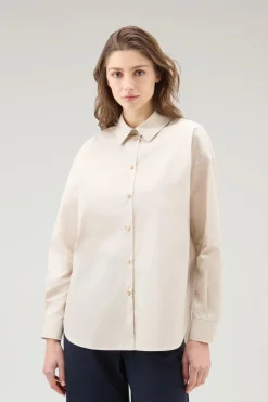 Camicie e giacche a camicia>Woolrich Camicia In Popeline Di Puro Cotone Light Oak