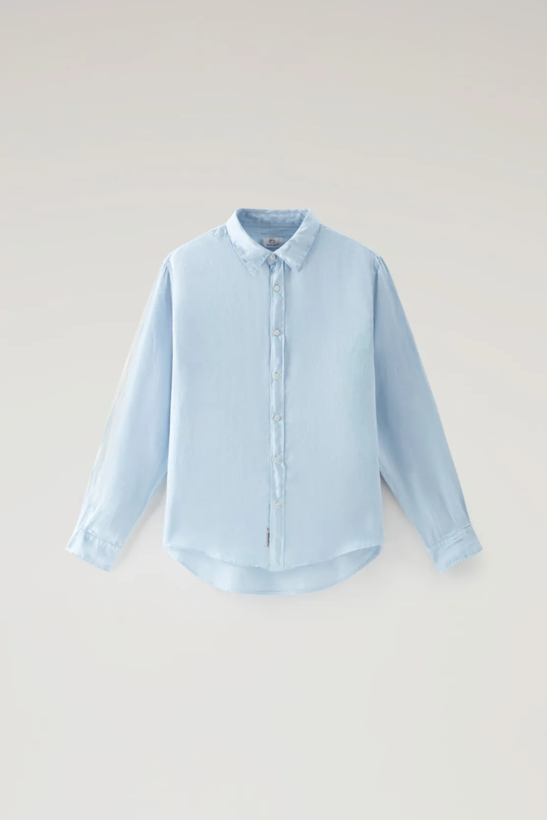 Camicie>Woolrich Camicia In Puro Lino Tinta In Capo Pale Indigo