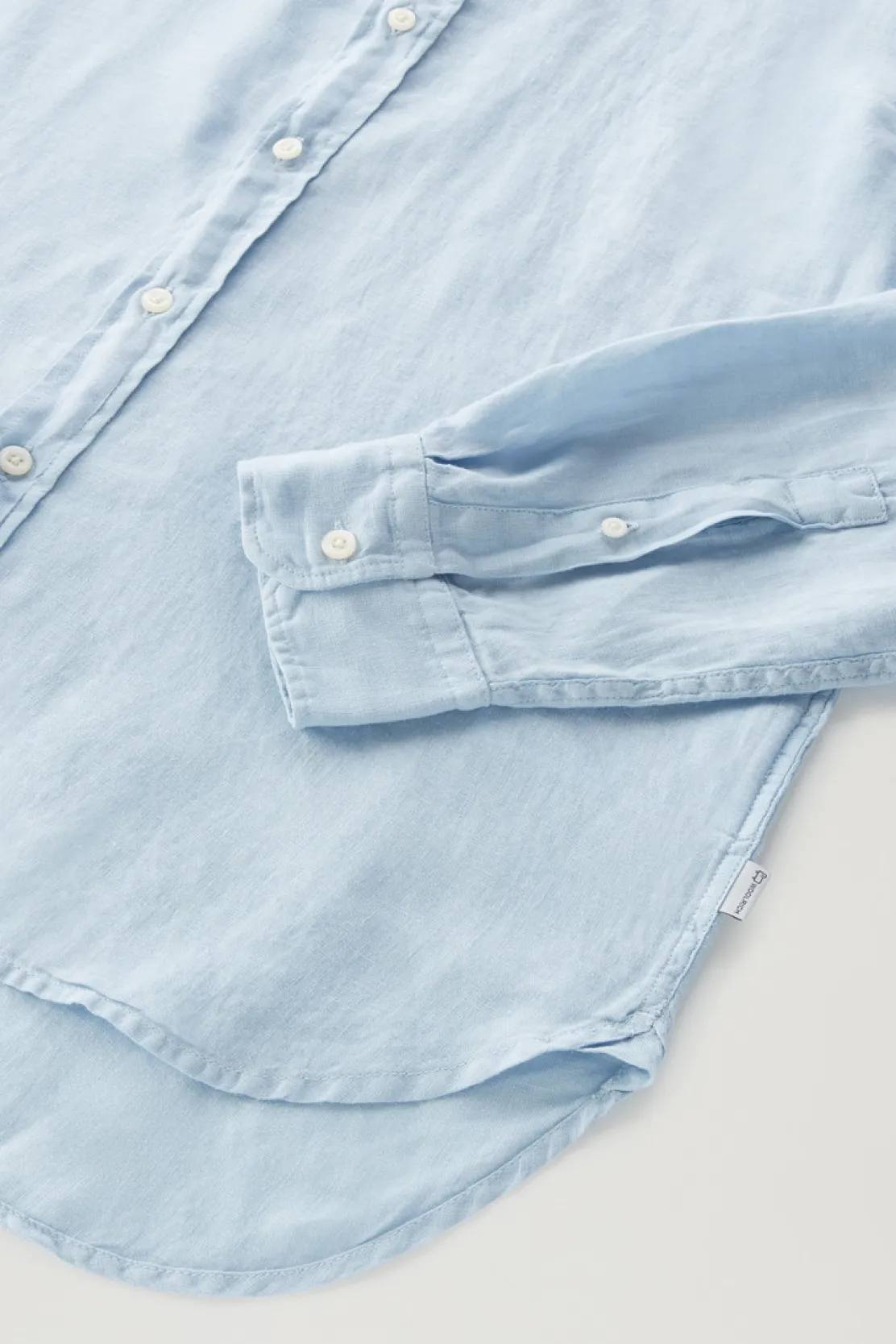 Camicie>Woolrich Camicia In Puro Lino Tinta In Capo Pale Indigo
