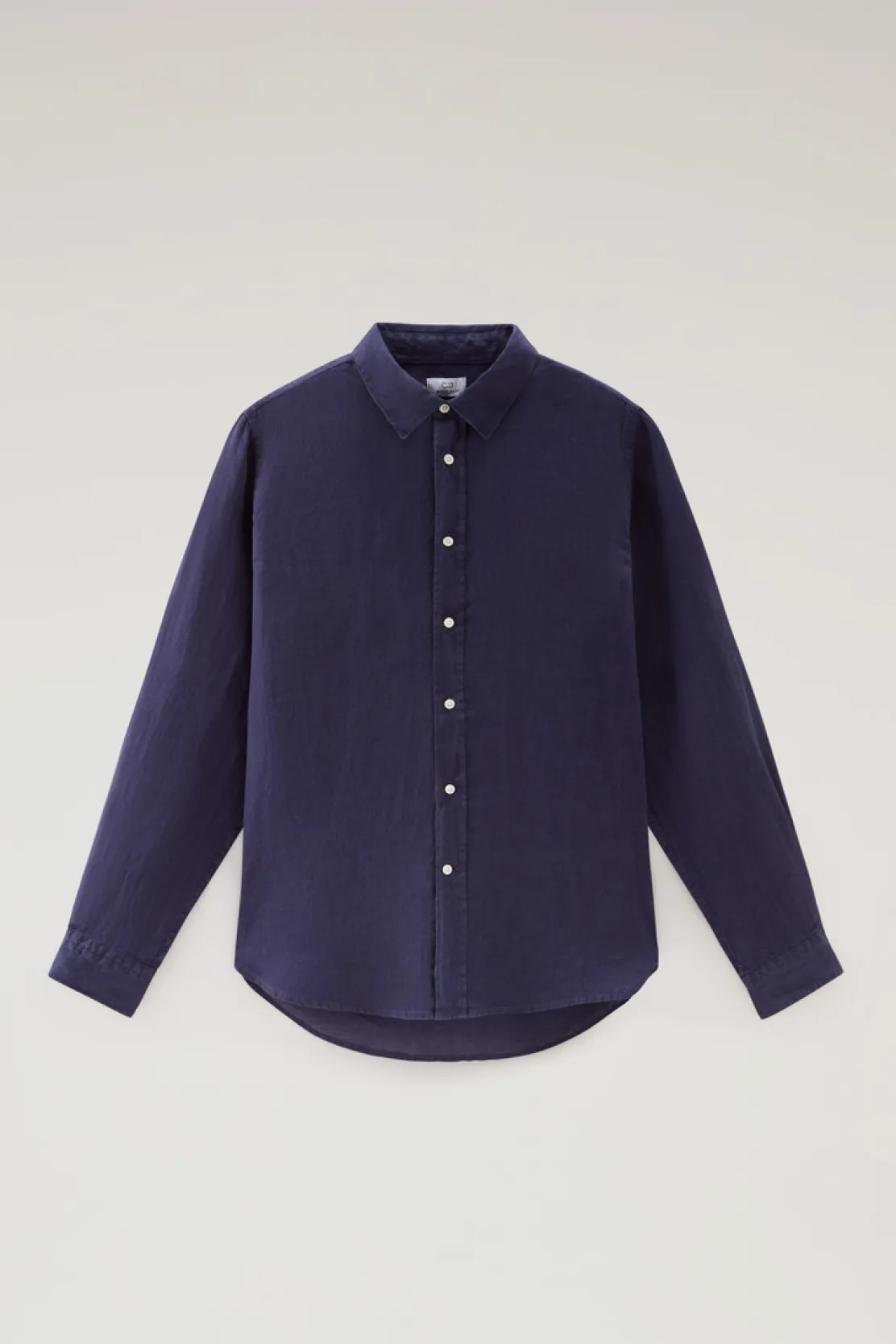 Camicie>Woolrich Camicia In Puro Lino Tinta In Capo Maritime Blue