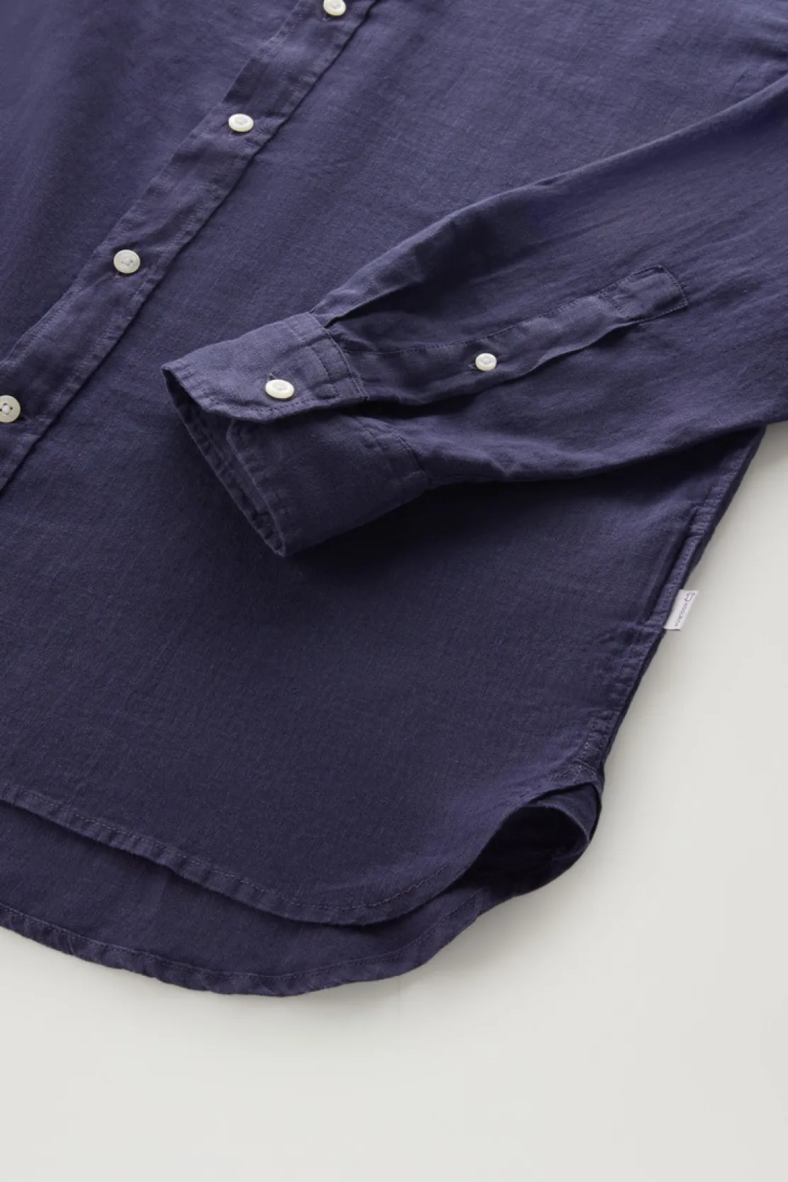 Camicie>Woolrich Camicia In Puro Lino Tinta In Capo Maritime Blue