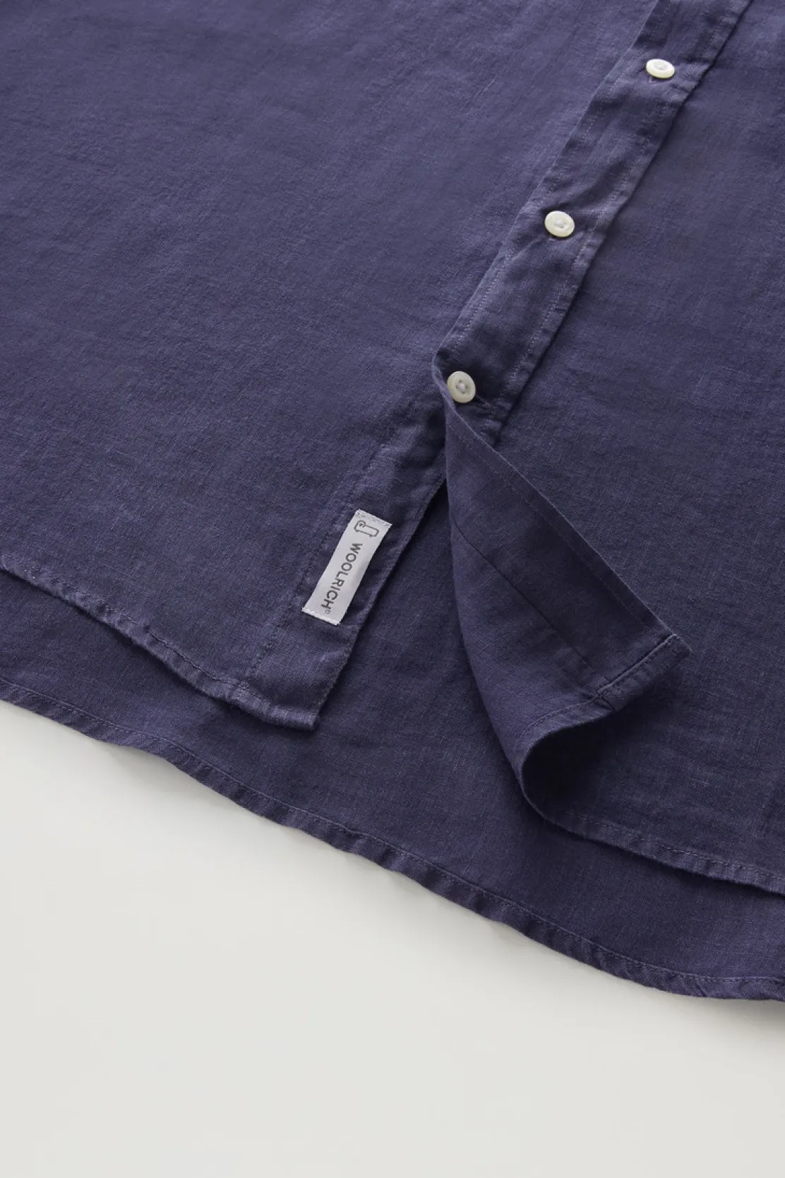Camicie>Woolrich Camicia In Puro Lino Tinta In Capo Maritime Blue