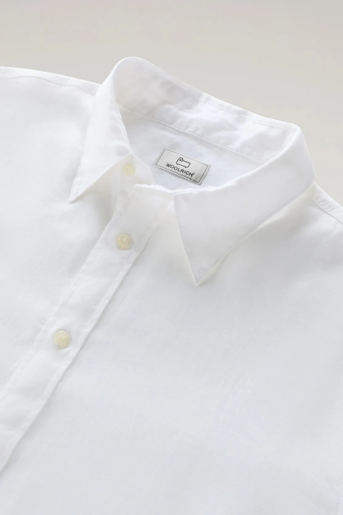 Camicie>Woolrich Camicia In Puro Lino Tinta In Capo Bright White