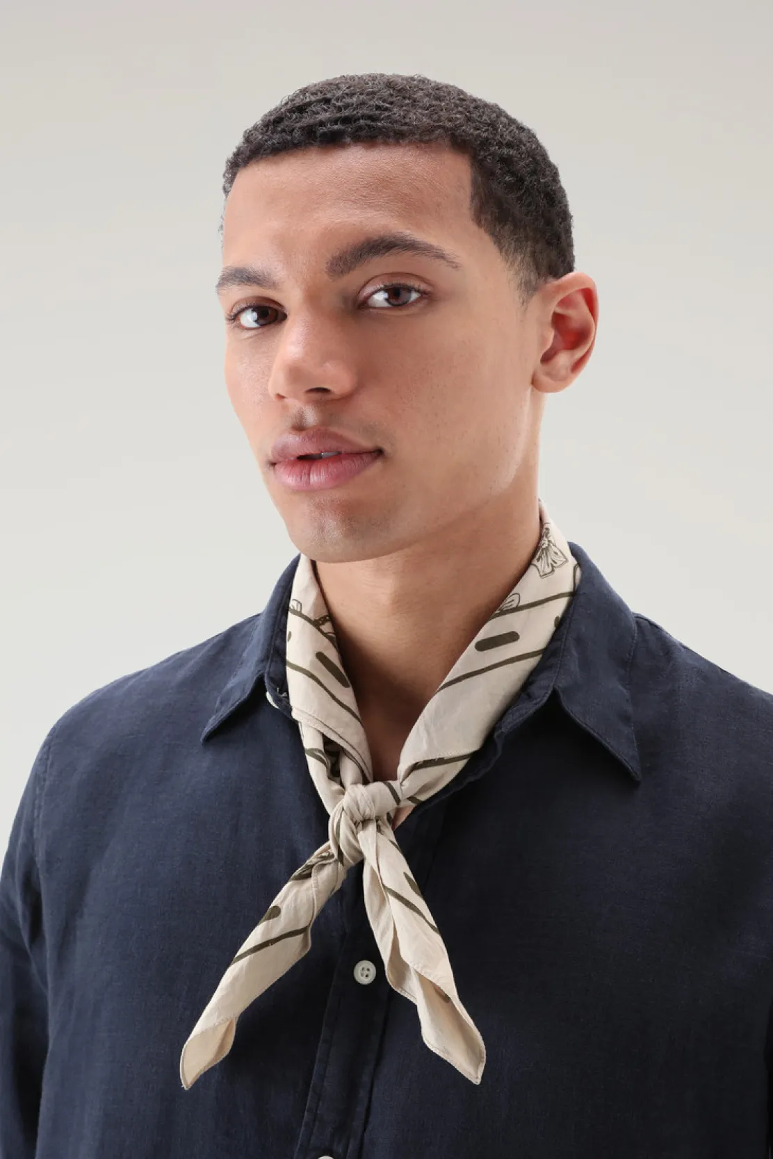 Camicie>Woolrich Camicia In Puro Lino Tinta In Capo Melton Blue