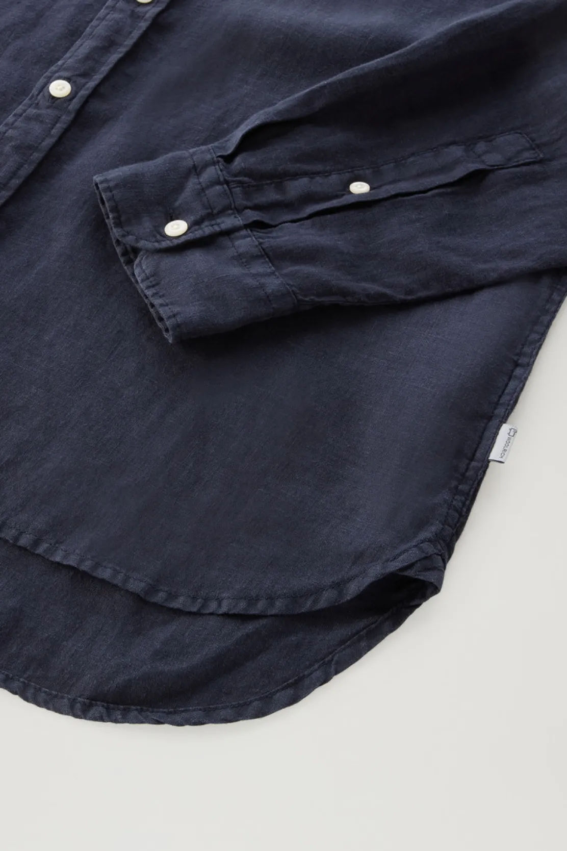 Camicie>Woolrich Camicia In Puro Lino Tinta In Capo Melton Blue