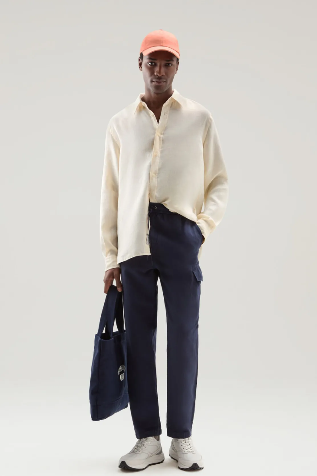 Camicie>Woolrich Camicia In Puro Lino Tinta In Capo Milky Cream