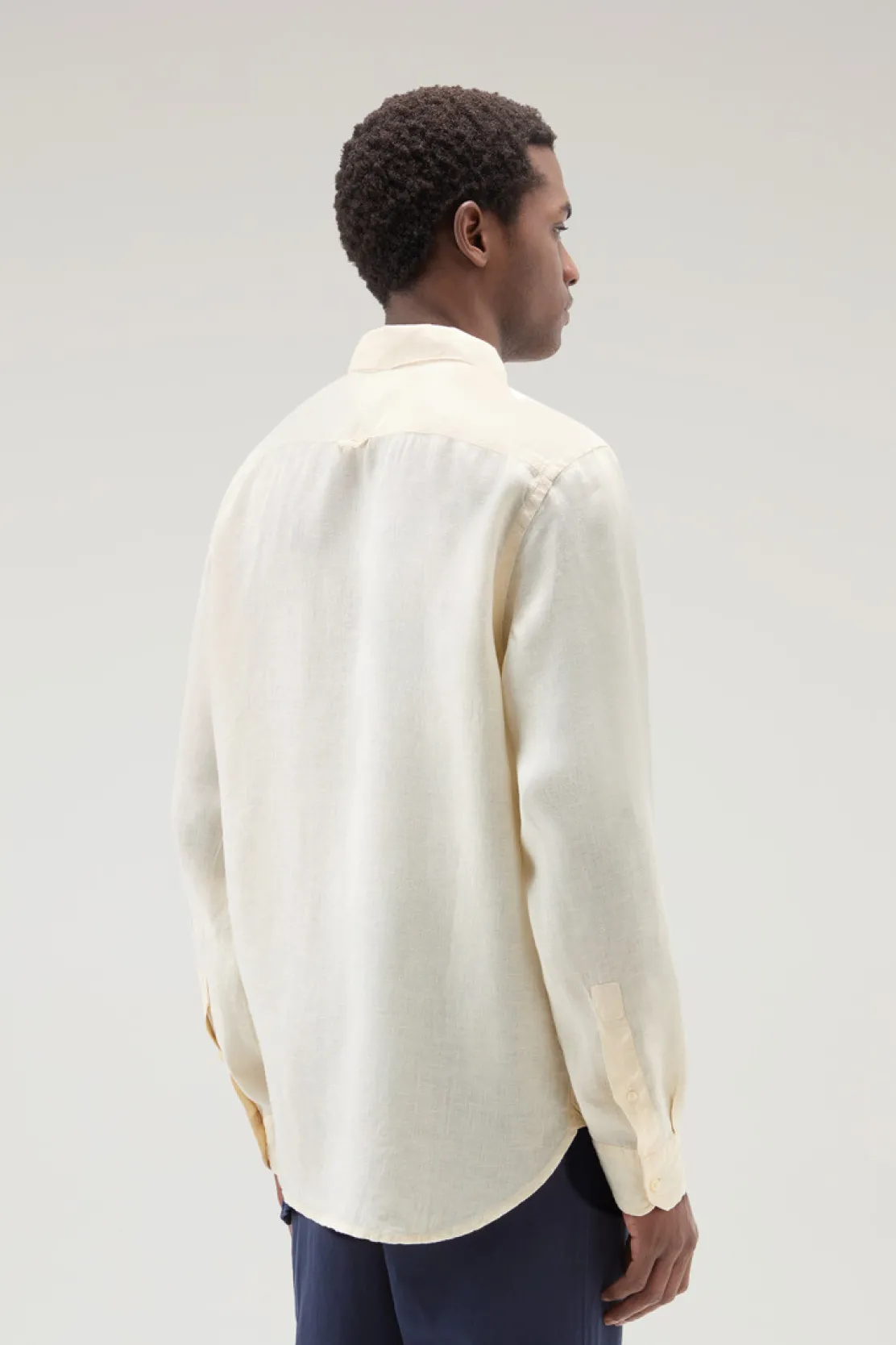 Camicie>Woolrich Camicia In Puro Lino Tinta In Capo Milky Cream