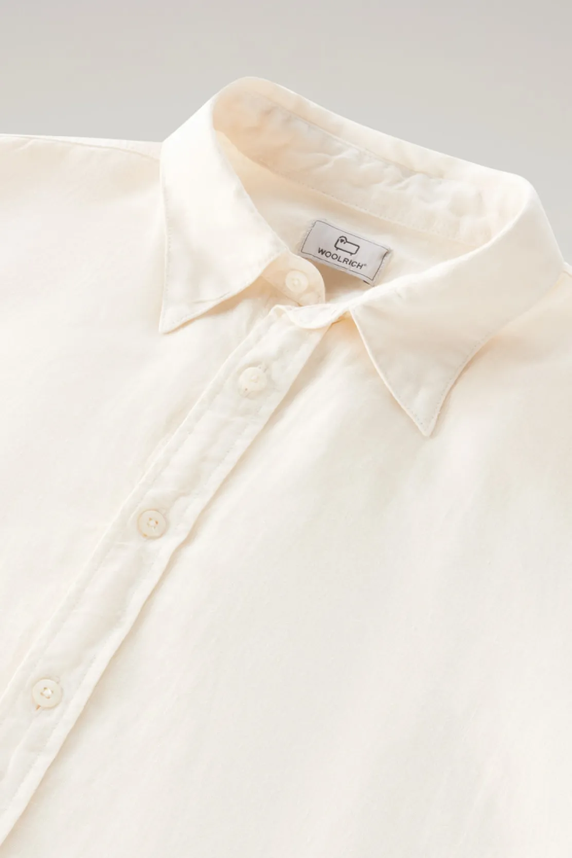 Camicie>Woolrich Camicia In Puro Lino Tinta In Capo Milky Cream