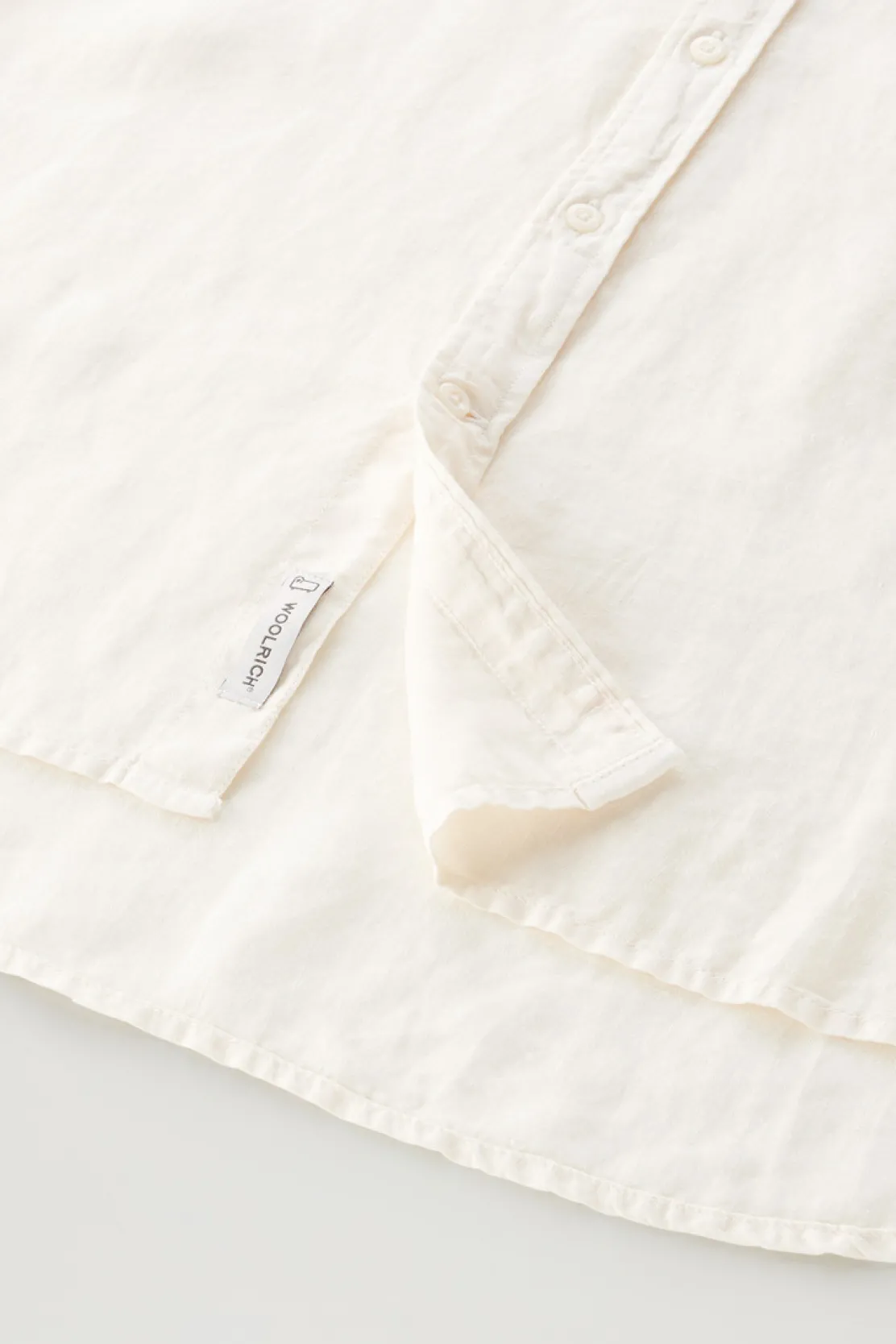 Camicie>Woolrich Camicia In Puro Lino Tinta In Capo Milky Cream