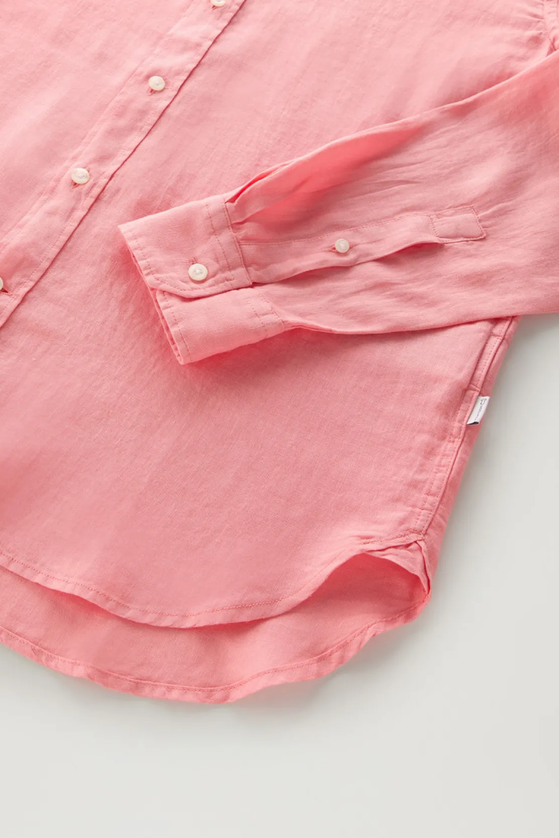 Camicie>Woolrich Camicia In Puro Lino Tinta In Capo Coral Sand