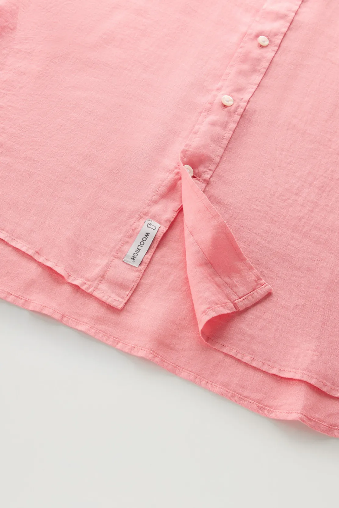 Camicie>Woolrich Camicia In Puro Lino Tinta In Capo Coral Sand