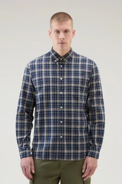 Camicie>Woolrich Camicia Madras In Puro Cotone A Quadri Melton Blue Check
