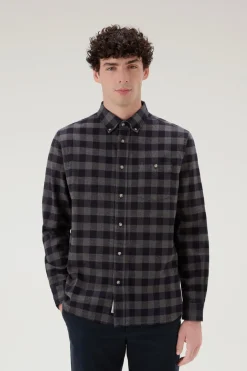 Camicie>Woolrich Camicia Traditional A Quadri In Flanella Blue Buffalo