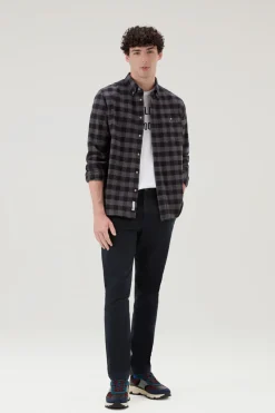 Camicie>Woolrich Camicia Traditional A Quadri In Flanella Blue Buffalo