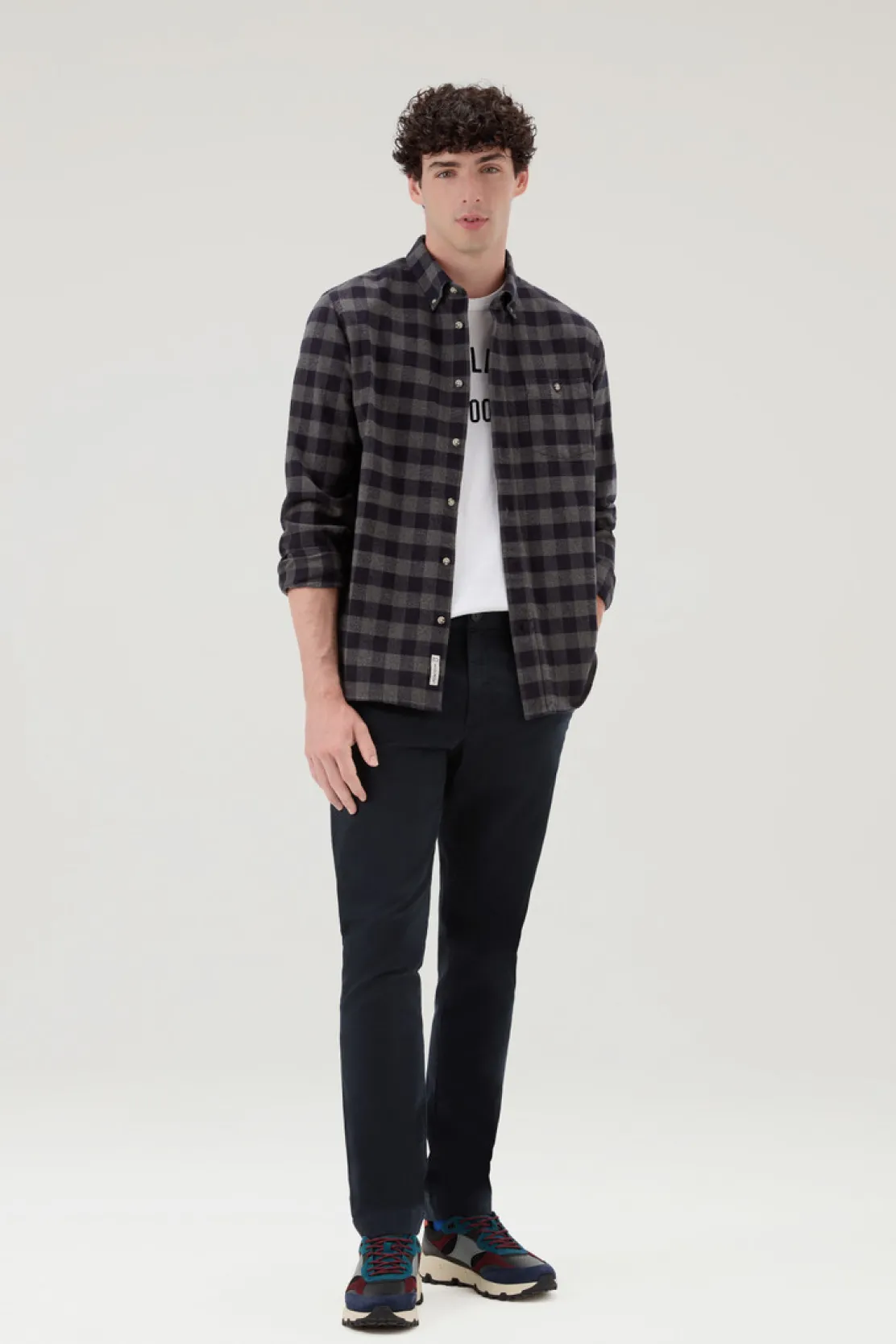 Camicie>Woolrich Camicia Traditional A Quadri In Flanella Blue Buffalo