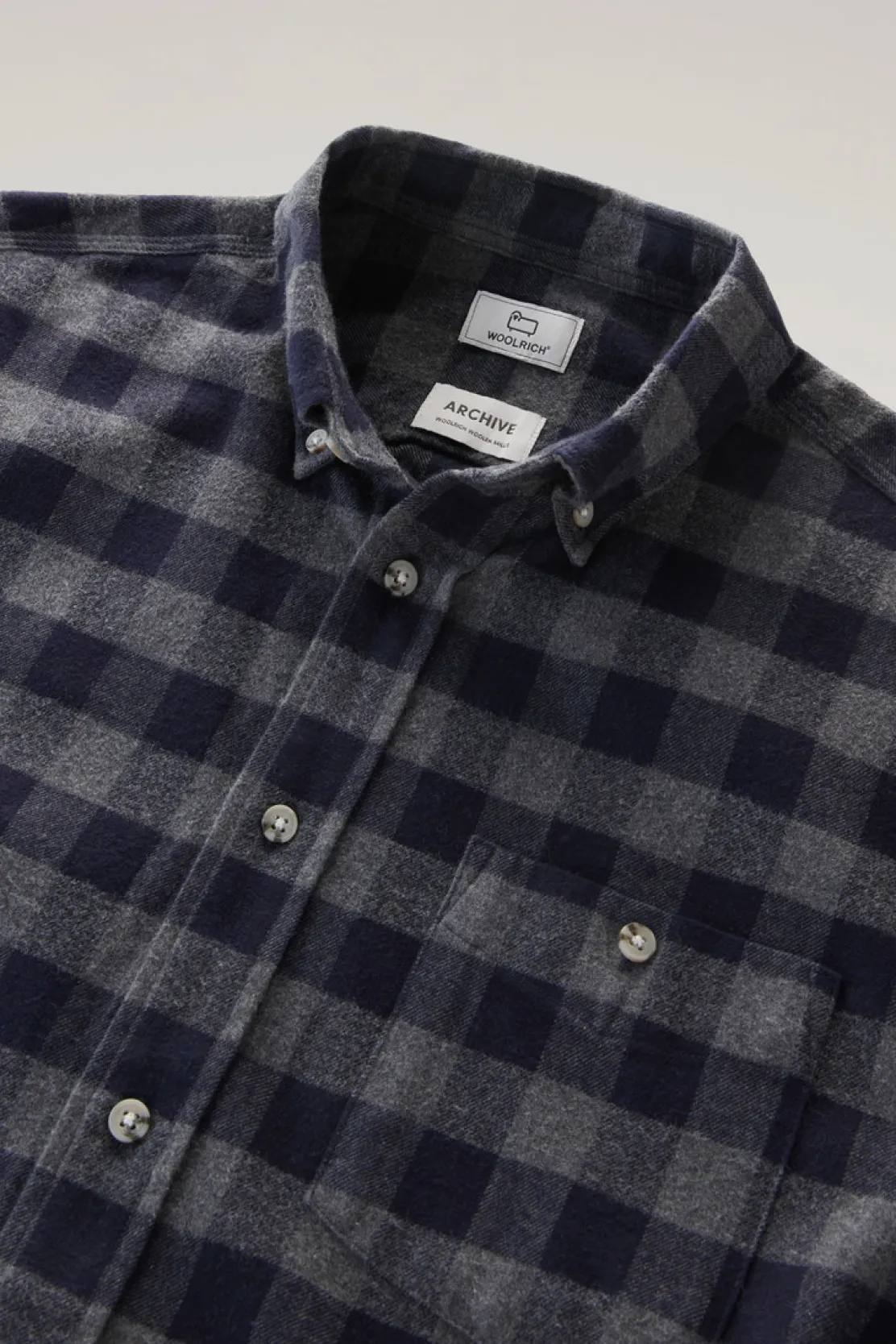 Camicie>Woolrich Camicia Traditional A Quadri In Flanella Blue Buffalo