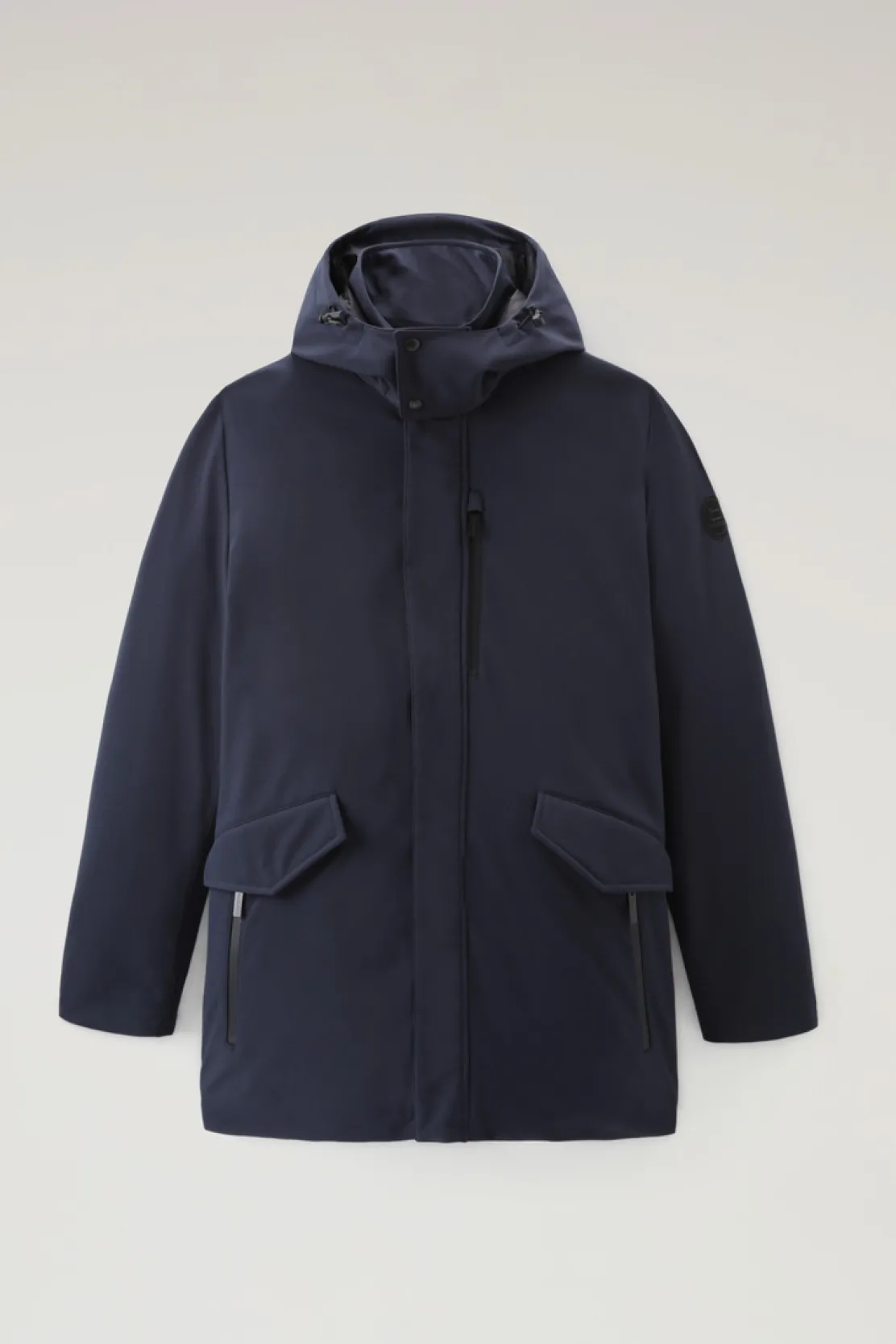 Cappotti|Impermeabili>Woolrich Cappotto Barrow Mac In Softshell Melton Blue