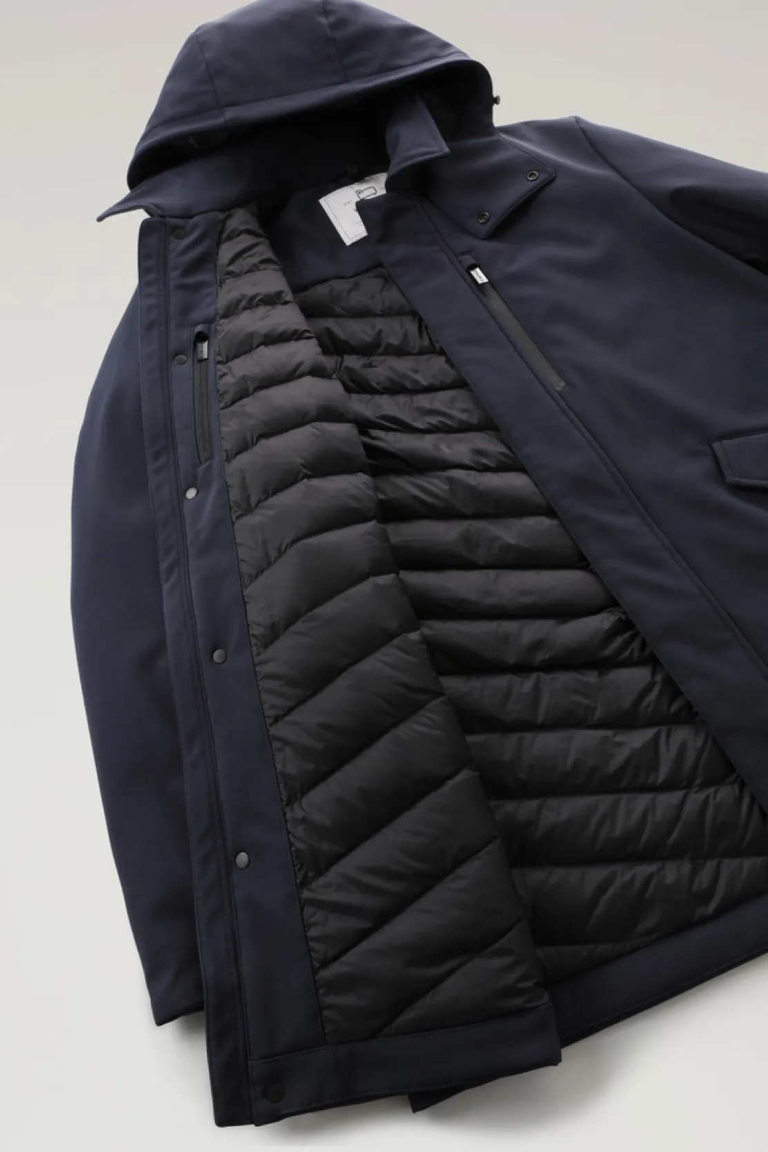 Cappotti|Impermeabili>Woolrich Cappotto Barrow Mac In Softshell Melton Blue