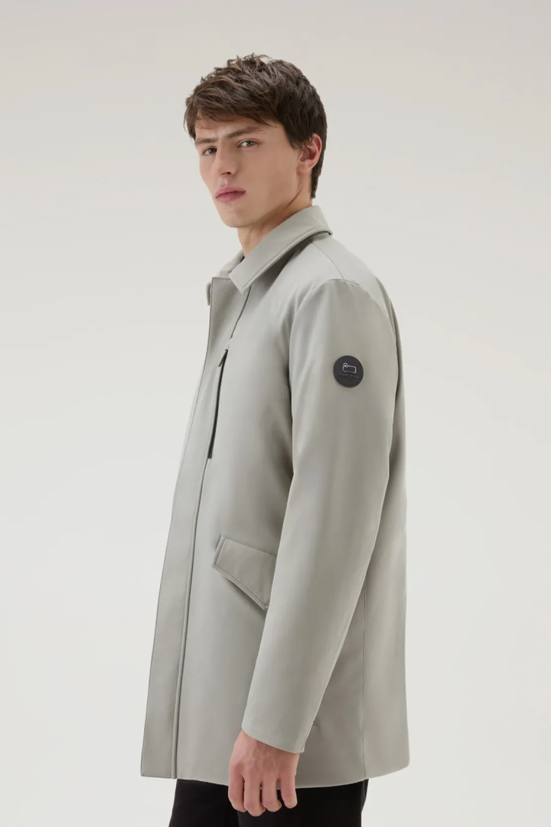 Cappotti|Impermeabili>Woolrich Cappotto Barrow Mac In Tech Softshell Taupe