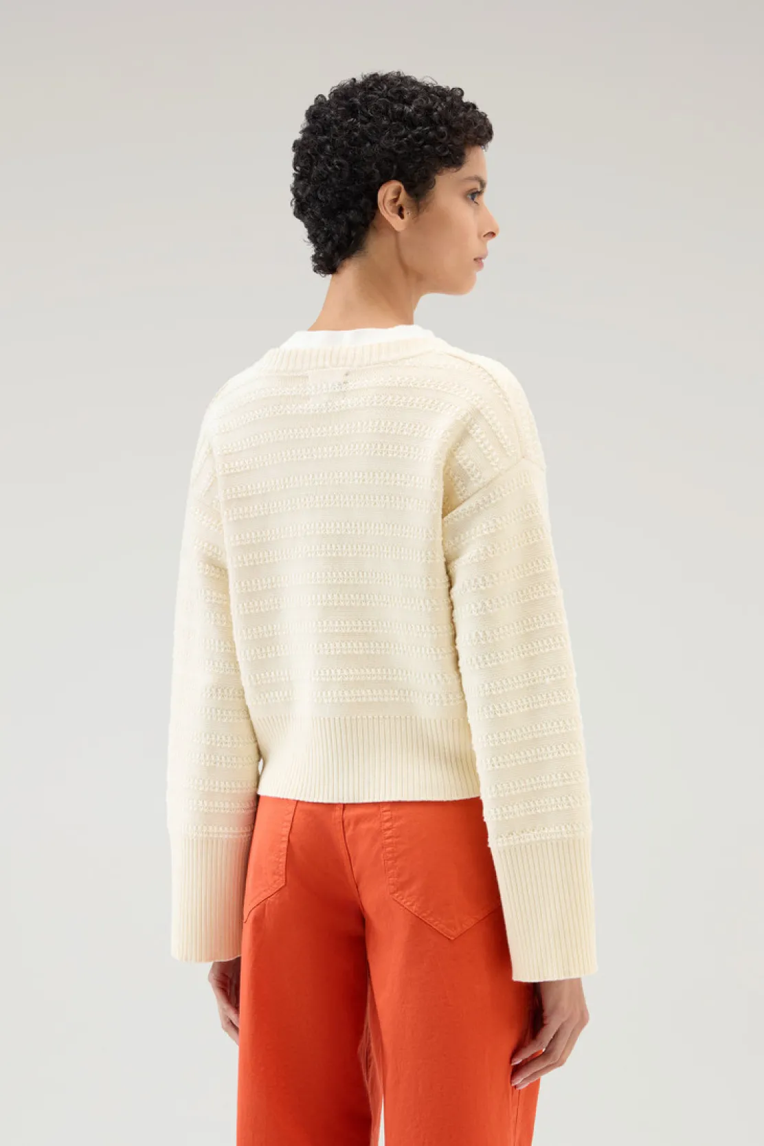 Maglieria>Woolrich Cardigan In Puro Cotone Con Bottoni Plaster White