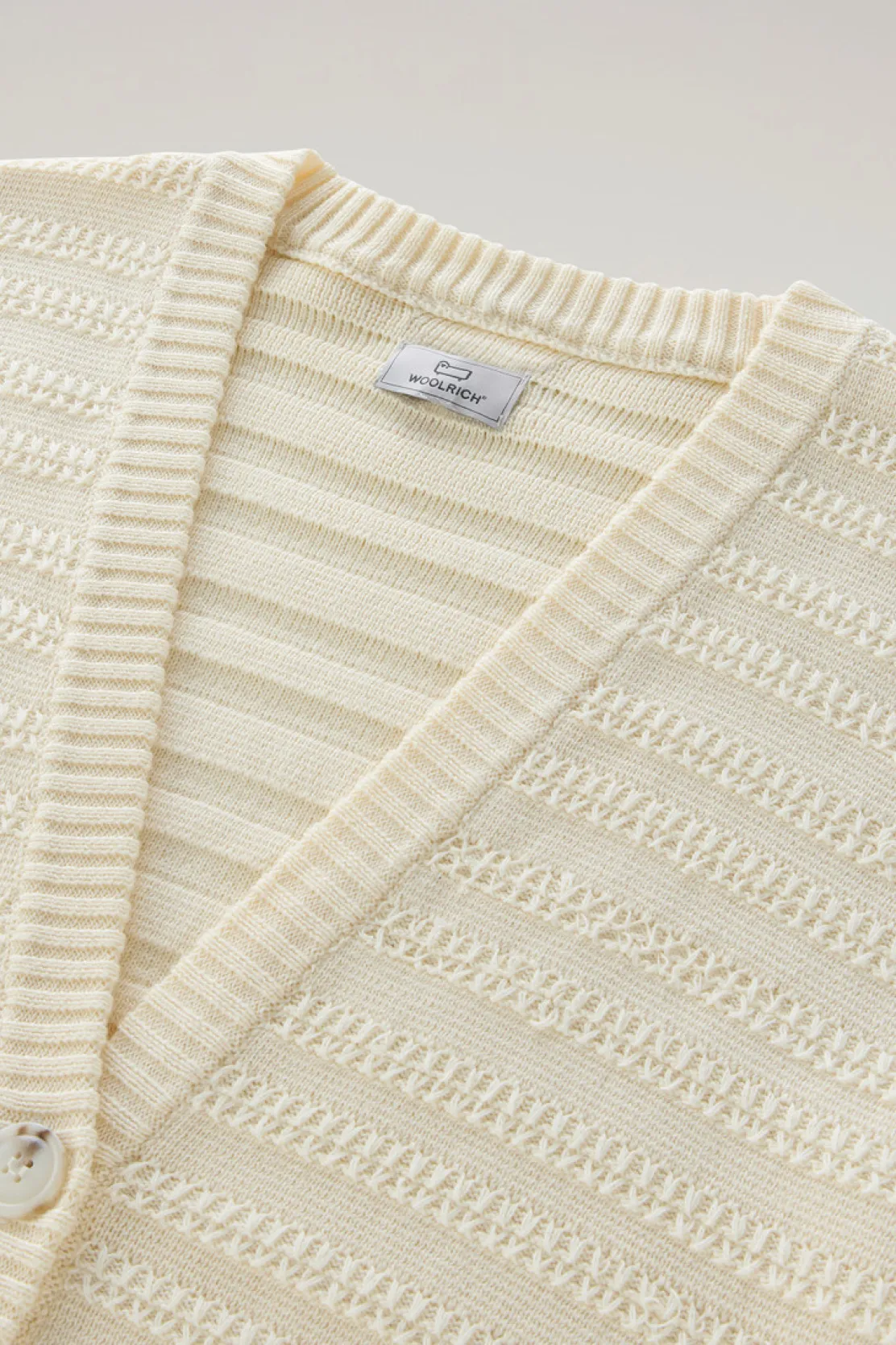 Maglieria>Woolrich Cardigan In Puro Cotone Con Bottoni Plaster White