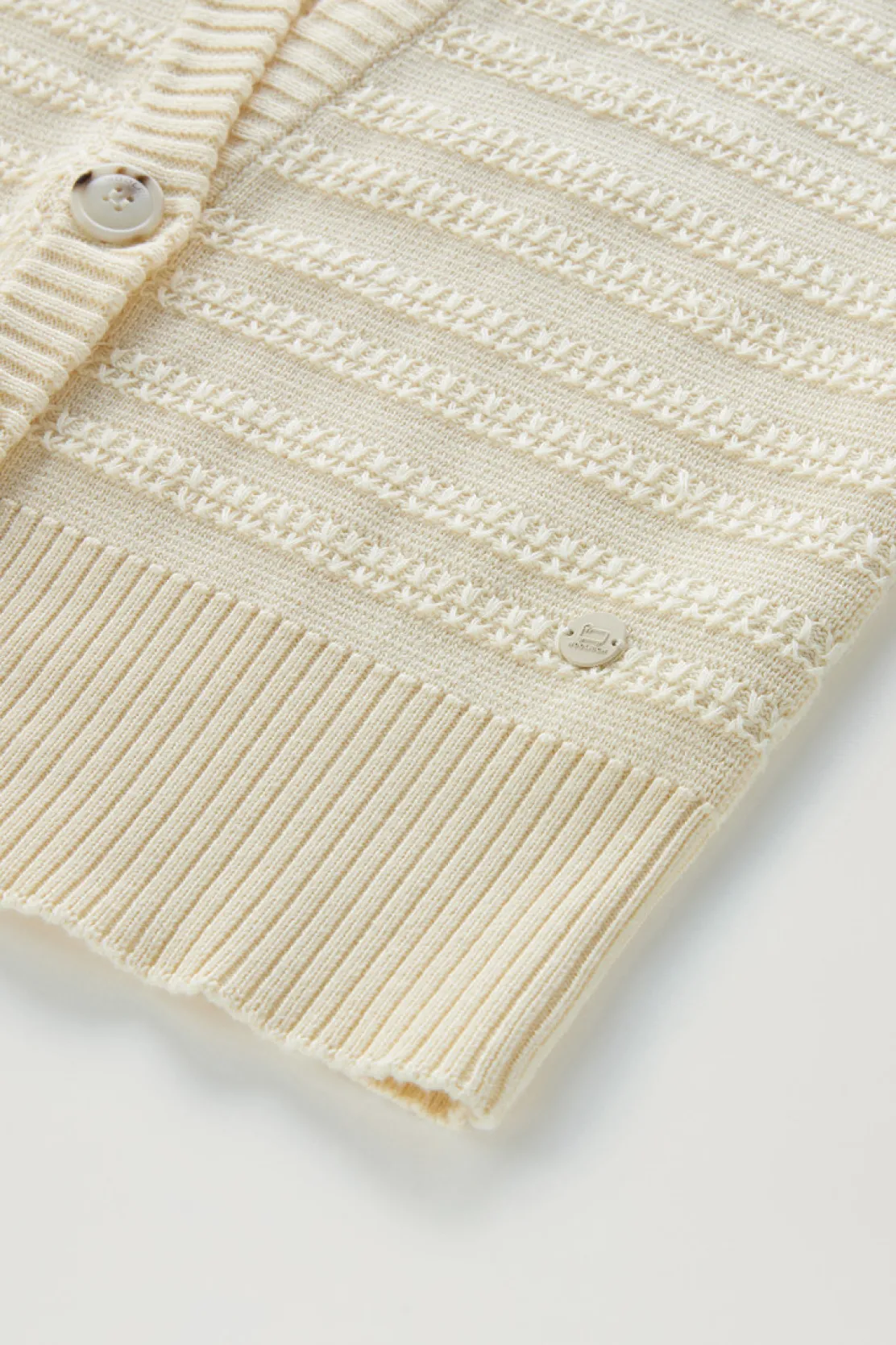 Maglieria>Woolrich Cardigan In Puro Cotone Con Bottoni Plaster White