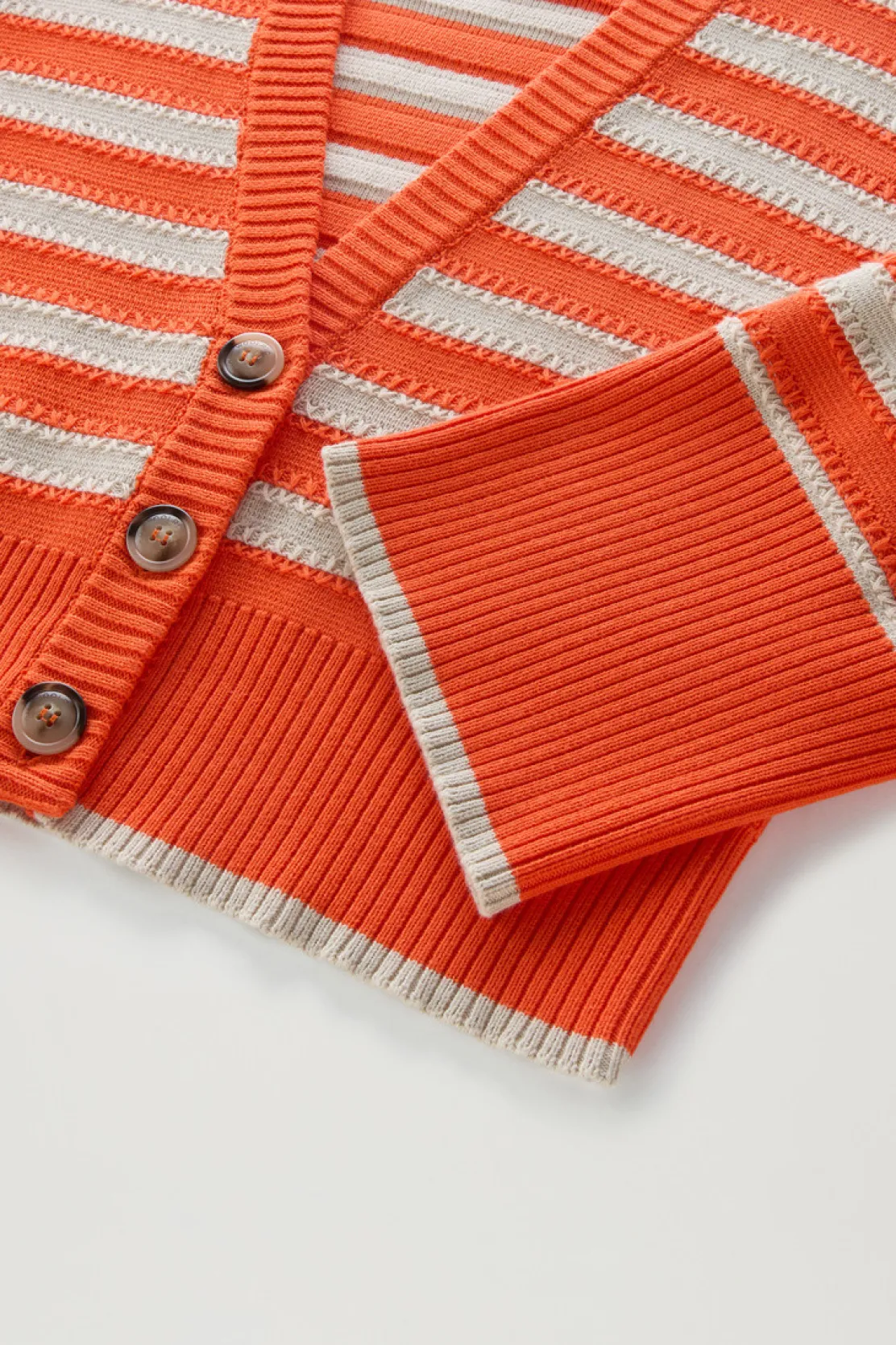 Maglieria>Woolrich Cardigan In Puro Cotone Con Bottoni Light Oak Koi Stripe